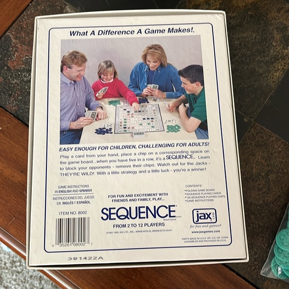 SEQUENCE Game with Folding Board Cards and Chips & instructions. Like new - Picture 4 of 4